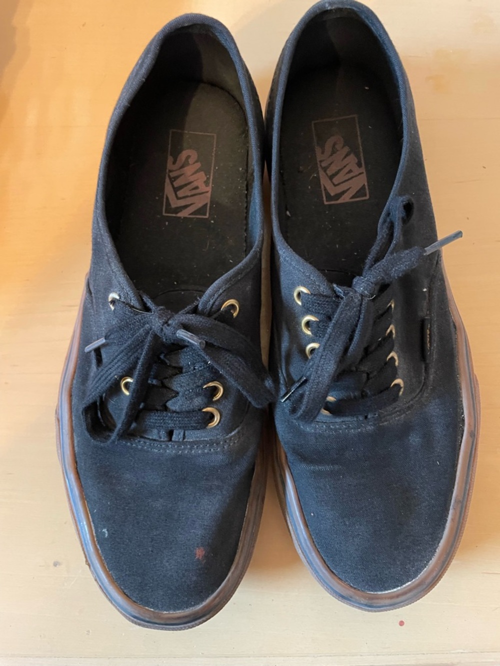 Vans Black Canvas Low-Top Sneakers with Brown Trim
